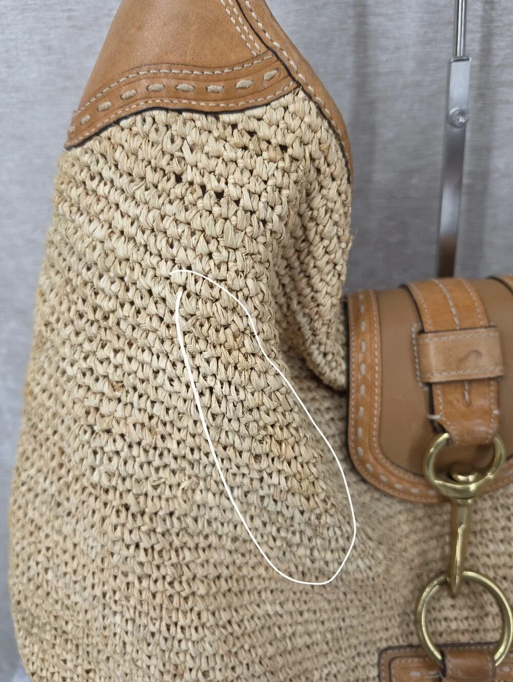 Coach Bleecker Millie Straw Raffia Leather Hobo Bag Summer Coastal Preppy